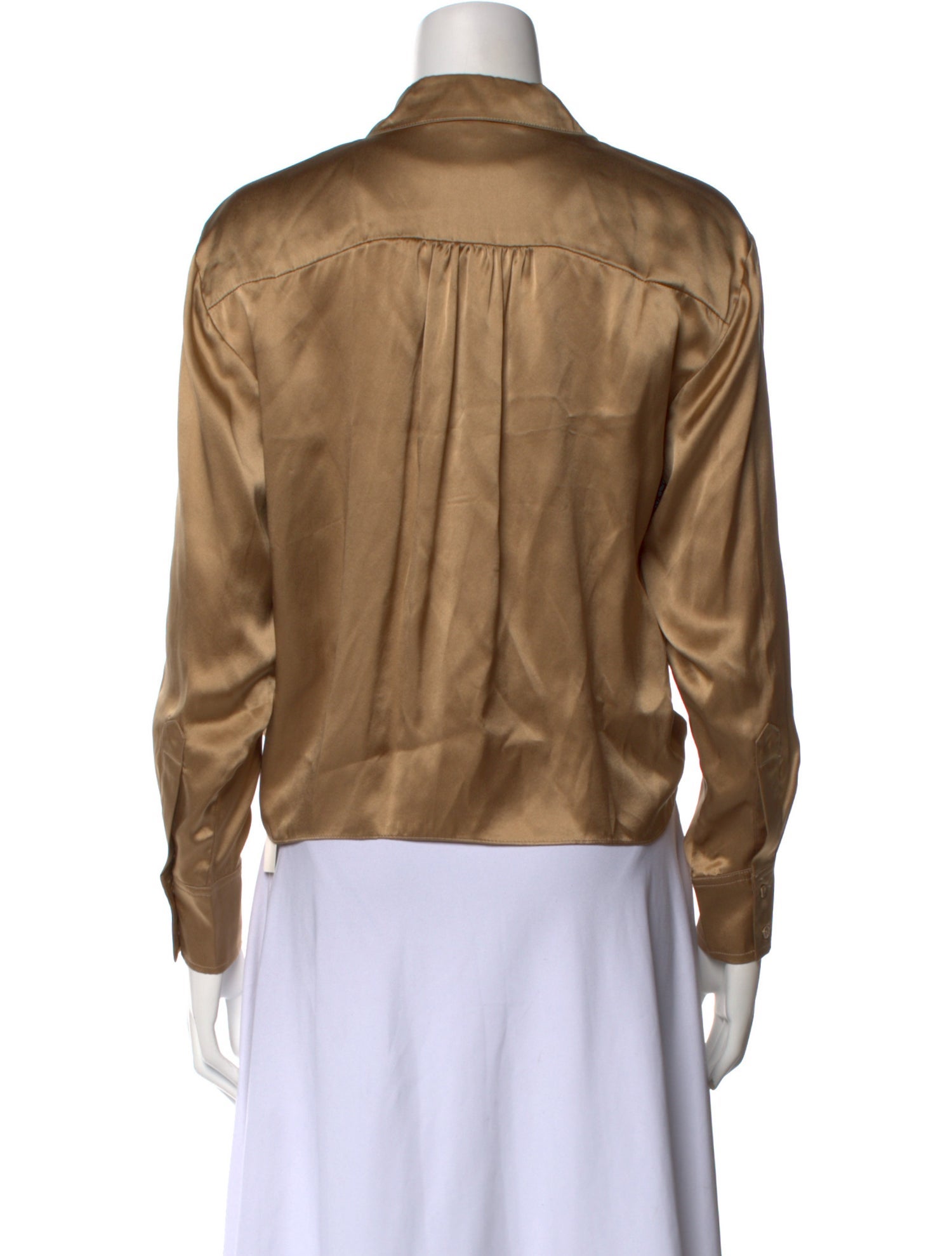 Secret Mission Silk Long Sleeve Button-Up Top